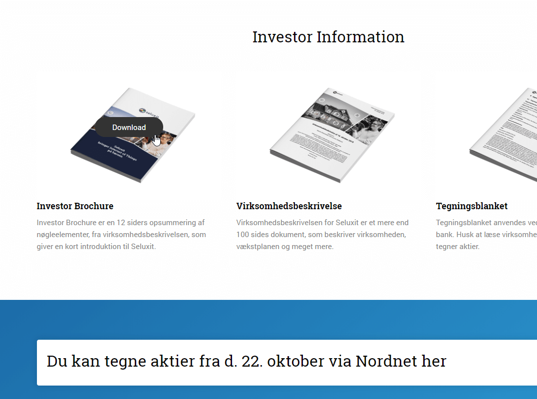 seluxit ipo investors page