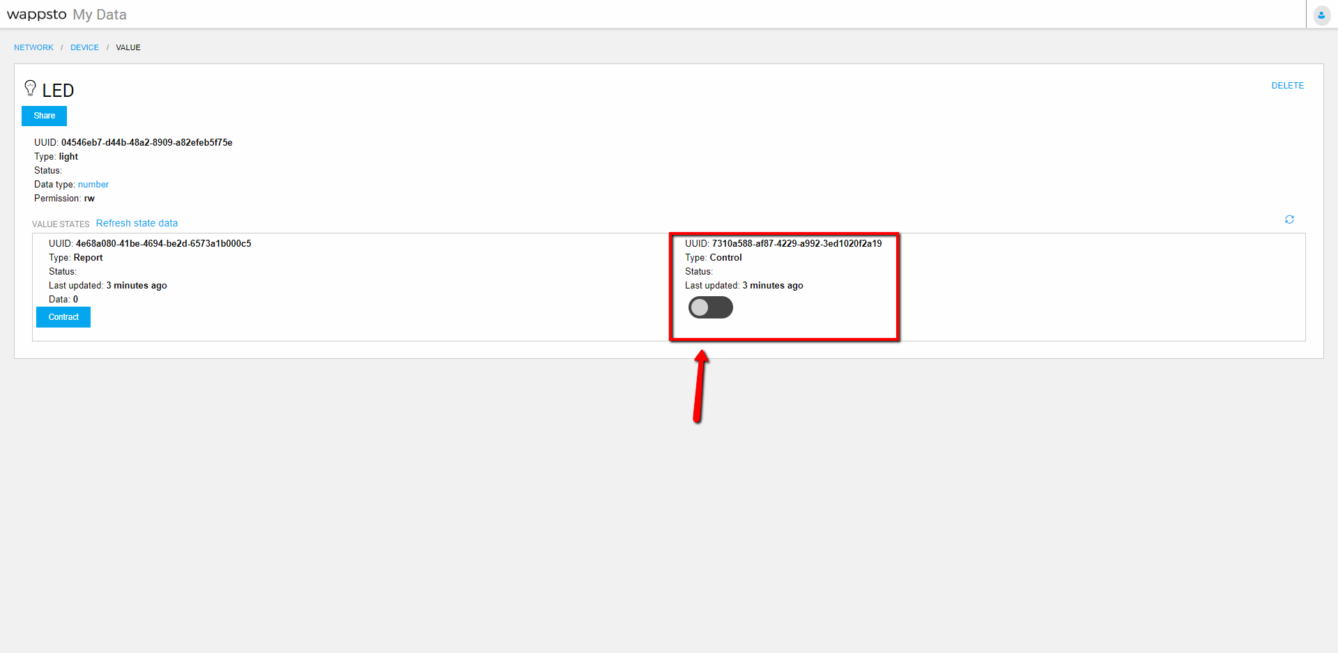 Test connection in Wappsto
